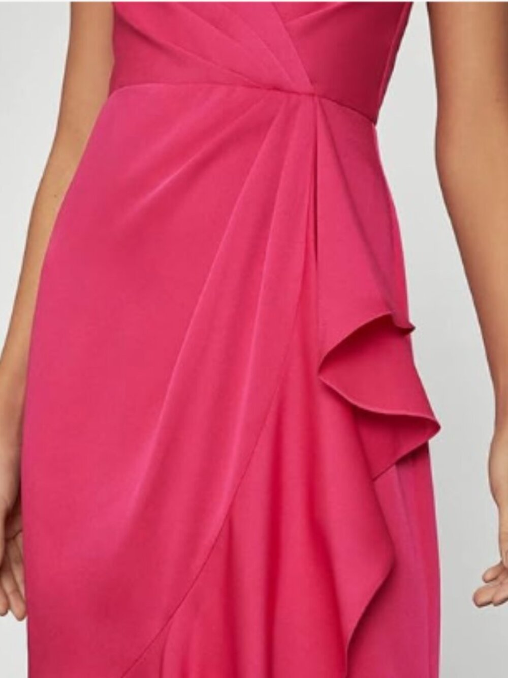 BCBGMaxAzria Wrap Ruched Ruffle Dress - Fuchsia - Picture 6 of 7